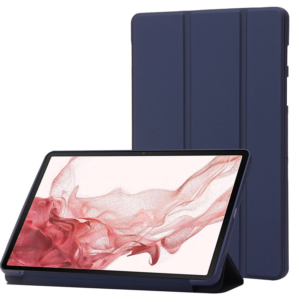 Til Samsung Galaxy Tab S8+ Auto Wake/Sleep-funktion Ridsefri blød silikone+lædercover Tre-fold stander Godt beskyttende tabletetui