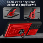 Slide Camera Protection Phone Case for Samsung Galaxy A13 4G, Ring Kickstand PC + TPU Hybrid Cover