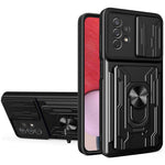 Slide Camera Protection Phone Case for Samsung Galaxy A13 4G, Ring Kickstand PC + TPU Hybrid Cover