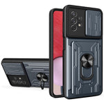 Slide Camera Protection Phone Case for Samsung Galaxy A13 4G, Ring Kickstand PC + TPU Hybrid Cover