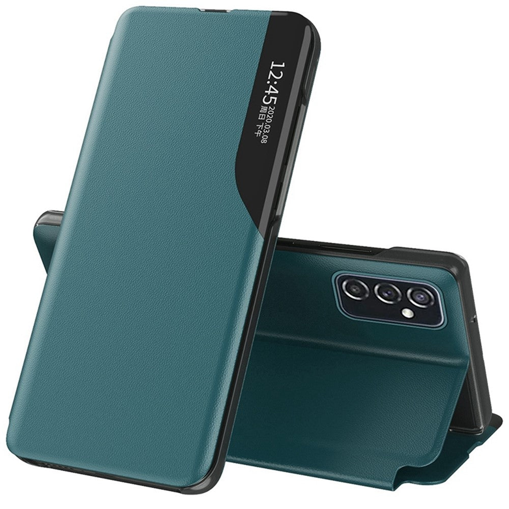Til Samsung Galaxy M23 5G/F23 5G Beskyttelsescover i PU-læder med View Window og Standfunktion