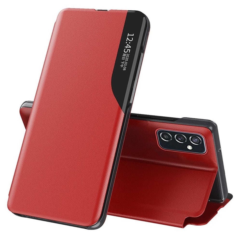 Til Samsung Galaxy M23 5G/F23 5G Beskyttelsescover i PU-læder med View Window og Standfunktion