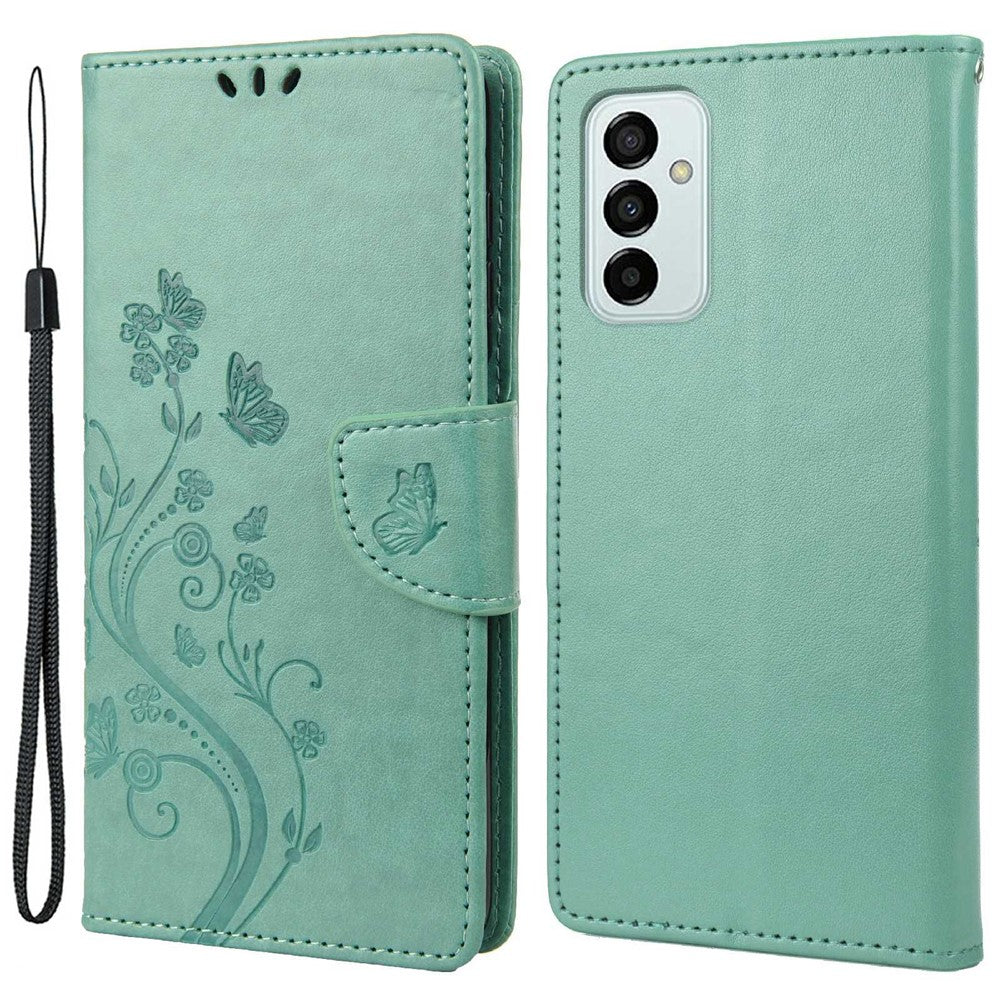 For Samsung Galaxy M23 5G/F23 5G PU Leather Butterfly Flower Imprinted Case Stand Wallet Design Protective Phone Cover