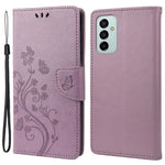 For Samsung Galaxy M23 5G/F23 5G PU Leather Butterfly Flower Imprinted Case Stand Wallet Design Protective Phone Cover
