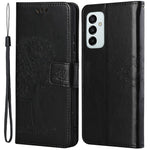 For Samsung Galaxy M23 5G/F23 5G PU Leather Imprinted Owl Tree Pattern Case Folding Stand Wallet Flip Cover with Strap