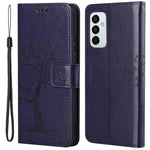 For Samsung Galaxy M23 5G/F23 5G PU Leather Imprinted Owl Tree Pattern Case Folding Stand Wallet Flip Cover with Strap