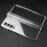 For Samsung Galaxy Z Fold3 5G Folding Transparent Phone Case Full Protection Anti-scratch Cover with Pen Holder