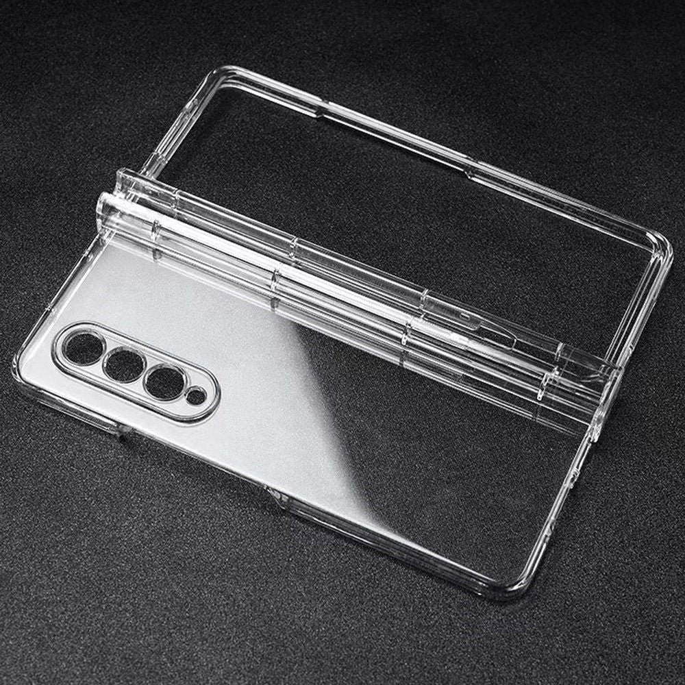 For Samsung Galaxy Z Fold3 5G Folding Transparent Phone Case Full Protection Anti-scratch Cover with Pen Holder