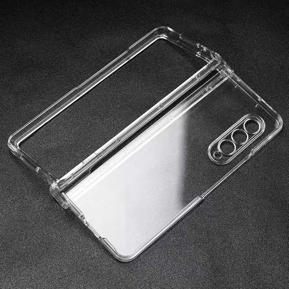 For Samsung Galaxy Z Fold3 5G Folding Transparent Phone Case Full Protection Anti-scratch Cover with Pen Holder