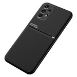 Til Samsung Galaxy A13 4G præget PU-læder telefoncover TPU bagcover med indbygget metalplade