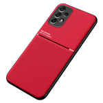 Til Samsung Galaxy A13 4G præget PU-læder telefoncover TPU bagcover med indbygget metalplade