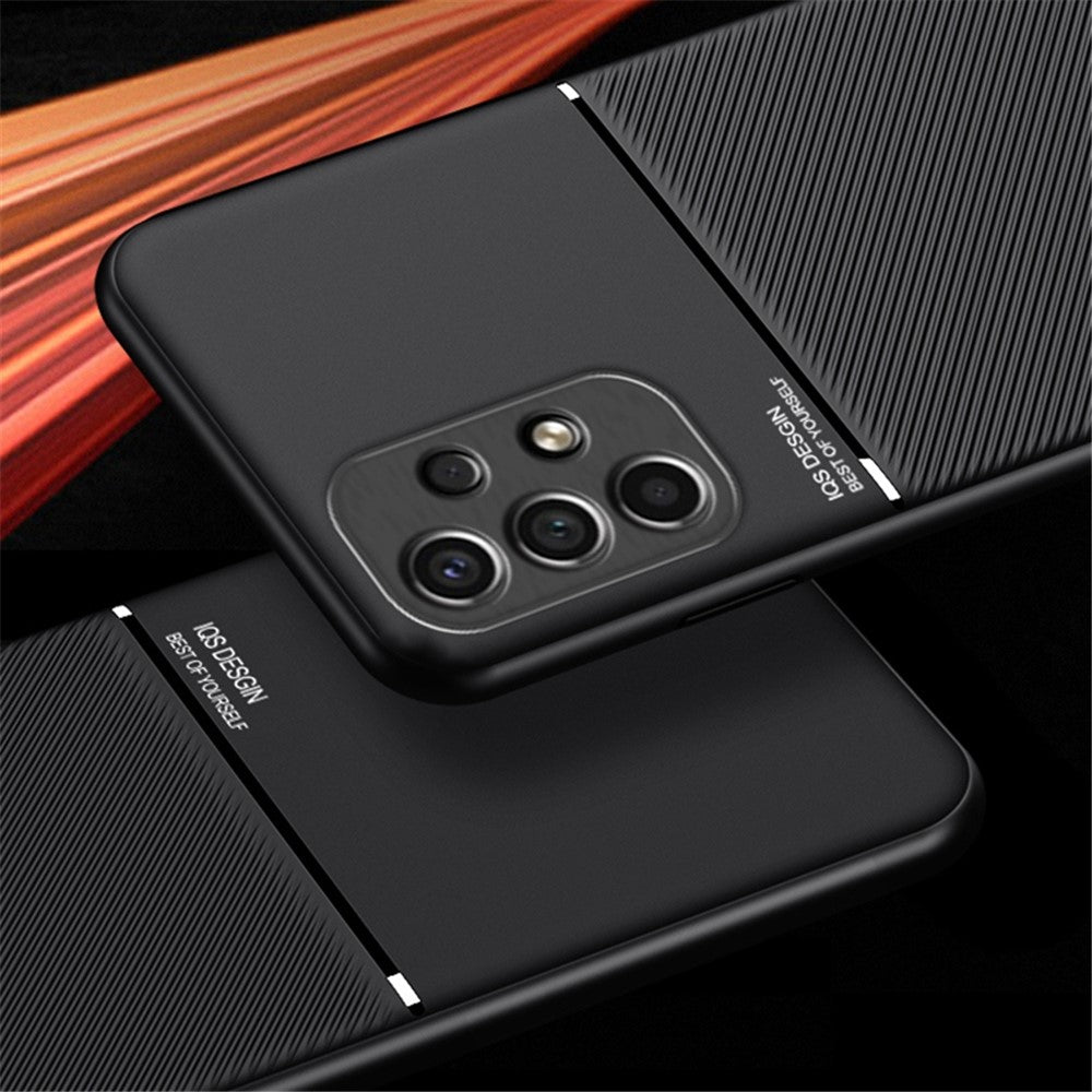 Til Samsung Galaxy A13 4G præget PU-læder telefoncover TPU bagcover med indbygget metalplade