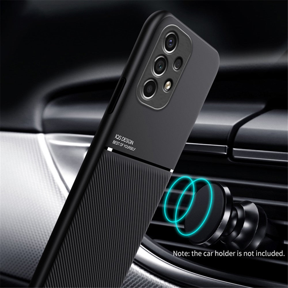Til Samsung Galaxy A13 4G præget PU-læder telefoncover TPU bagcover med indbygget metalplade