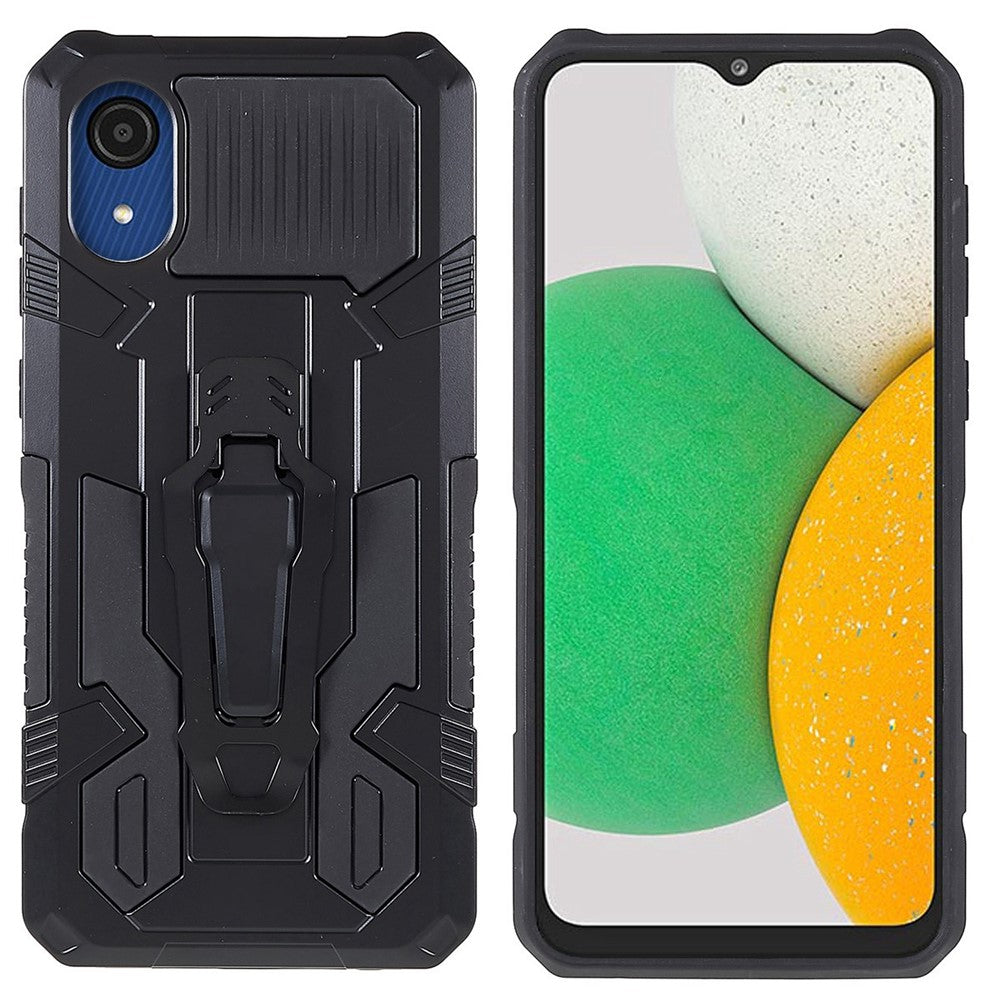 MechWarrior Project til Samsung Galaxy A03 Core Stødresistent Anti-ridse Indbygget Metalplade Hybrid Hard PC Soft TPU Cover med Bælteclips Kickstand