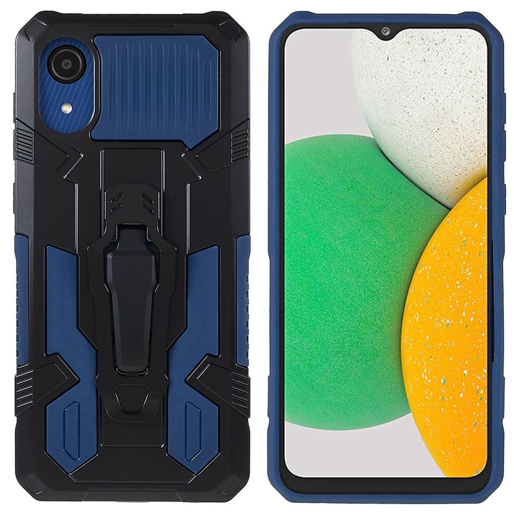 MechWarrior Project til Samsung Galaxy A03 Core Stødresistent Anti-ridse Indbygget Metalplade Hybrid Hard PC Soft TPU Cover med Bælteclips Kickstand