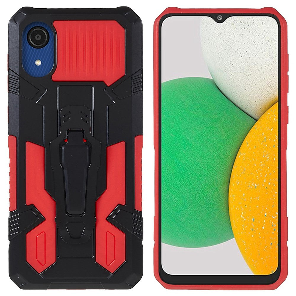 MechWarrior Project til Samsung Galaxy A03 Core Stødresistent Anti-ridse Indbygget Metalplade Hybrid Hard PC Soft TPU Cover med Bælteclips Kickstand