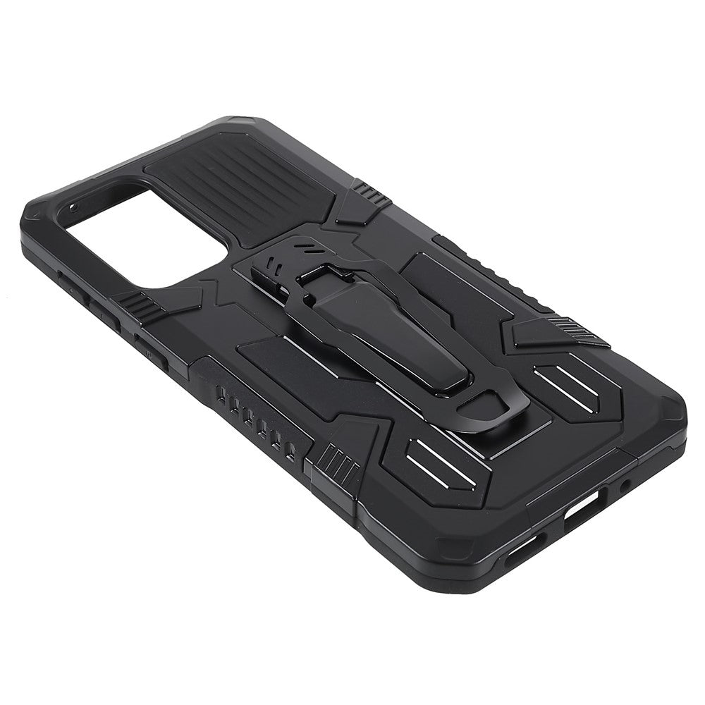 MechWarrior Project for Samsung Galaxy A33 5G Well-protected Anti-fall Built-in Metal Sheet Hybrid Hard PC Soft TPU Case with Back Clip Kickstand
