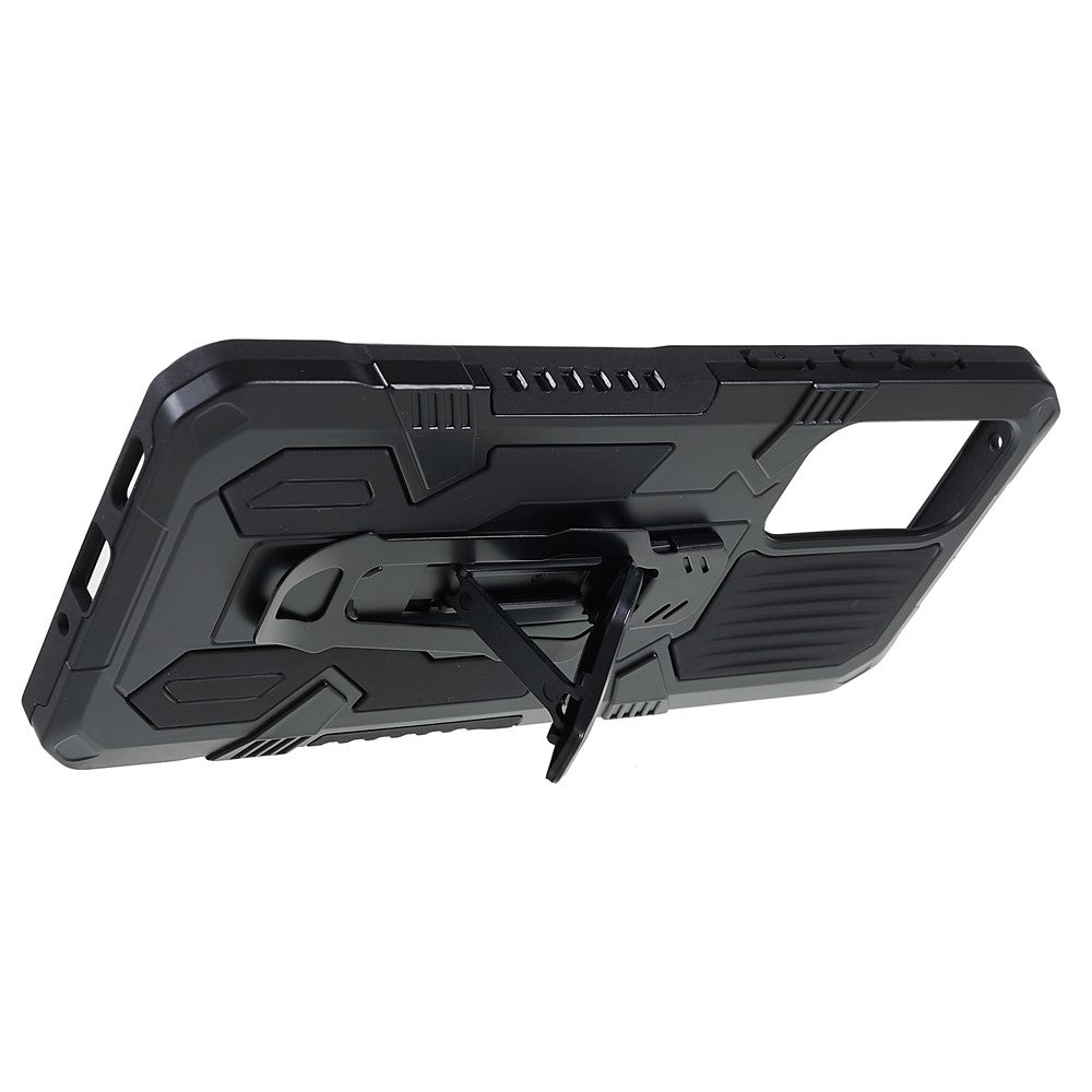 MechWarrior Project for Samsung Galaxy A33 5G Well-protected Anti-fall Built-in Metal Sheet Hybrid Hard PC Soft TPU Case with Back Clip Kickstand