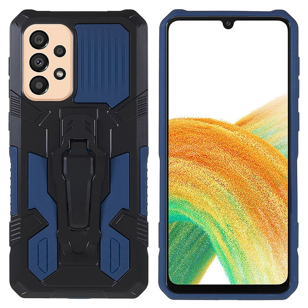 MechWarrior Project til Samsung Galaxy A33 5G, godt beskyttet og faldsikret, indbygget metalplade, hybrid hårdt PC-cover, blødt TPU-cover med bageste clips og støtte