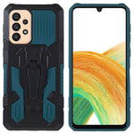 MechWarrior Project for Samsung Galaxy A33 5G Well-protected Anti-fall Built-in Metal Sheet Hybrid Hard PC Soft TPU Case with Back Clip Kickstand