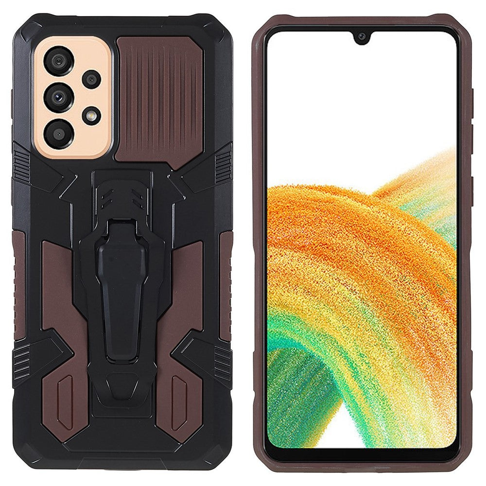 MechWarrior Project til Samsung Galaxy A33 5G, godt beskyttet og faldsikret, indbygget metalplade, hybrid hårdt PC-cover, blødt TPU-cover med bageste clips og støtte