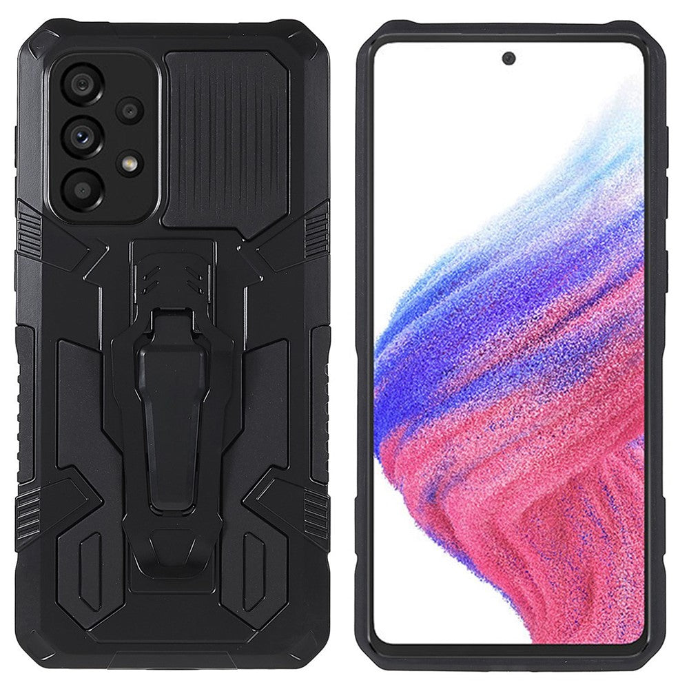 MechWarrior Project for Samsung Galaxy A53 5G Built-in Metal Sheet Hybrid Hard PC Soft TPU Anti-scratch Case with Back Clip Kickstand