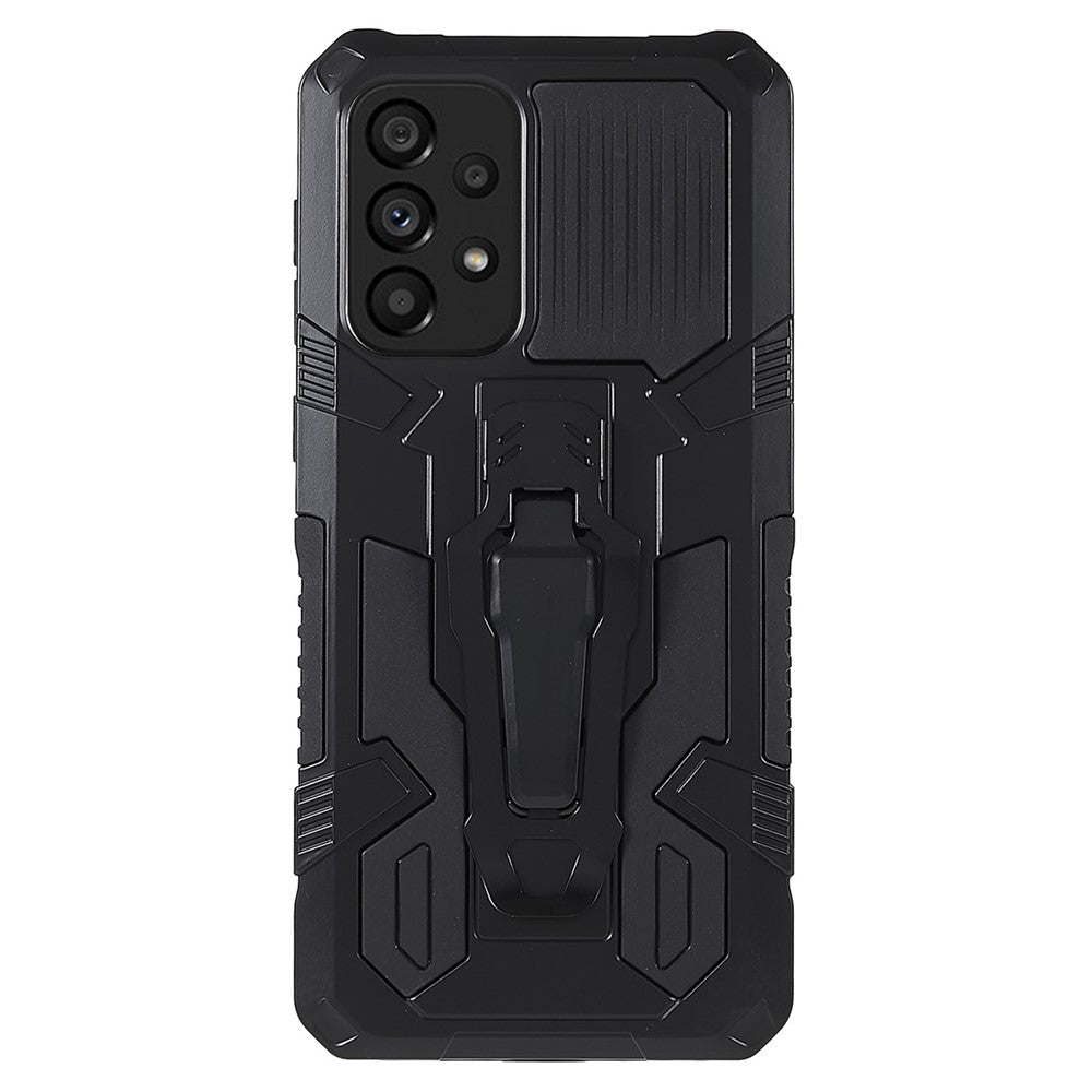 MechWarrior Project for Samsung Galaxy A53 5G Built-in Metal Sheet Hybrid Hard PC Soft TPU Anti-scratch Case with Back Clip Kickstand