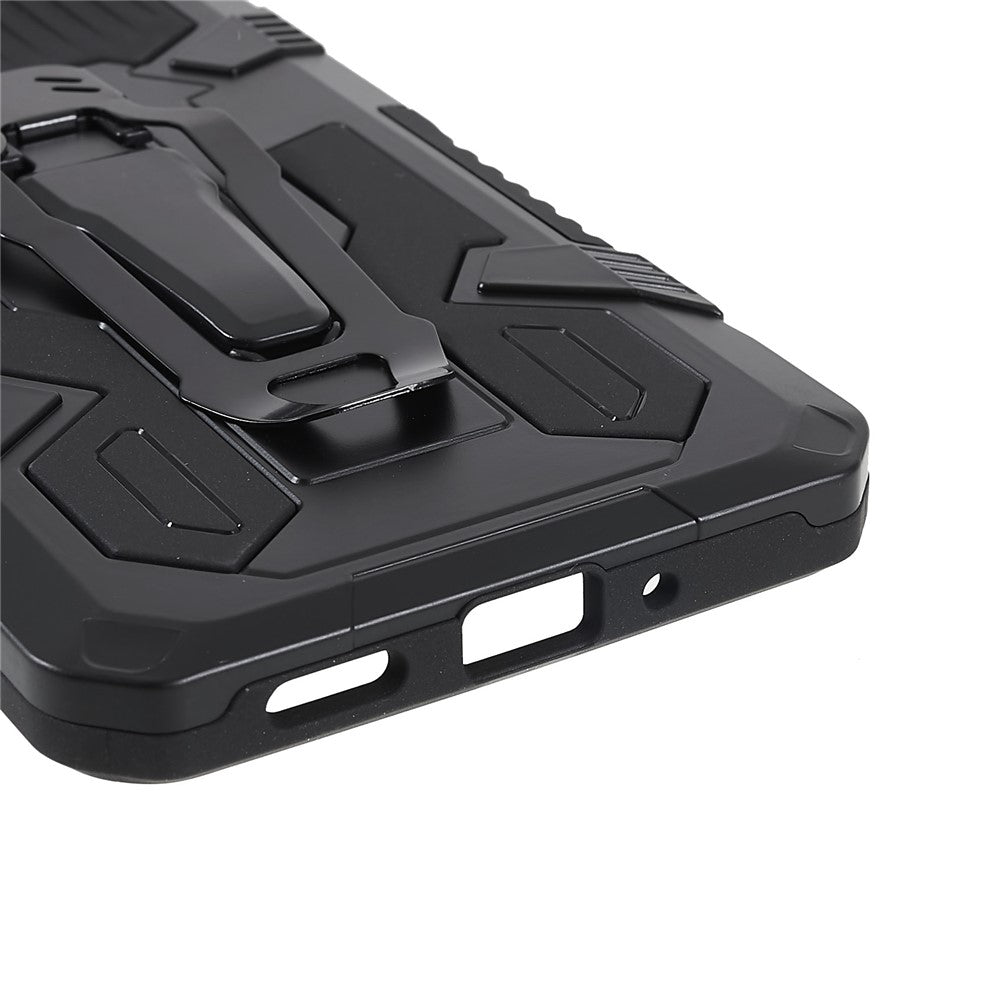 MechWarrior Project for Samsung Galaxy A53 5G Built-in Metal Sheet Hybrid Hard PC Soft TPU Anti-scratch Case with Back Clip Kickstand