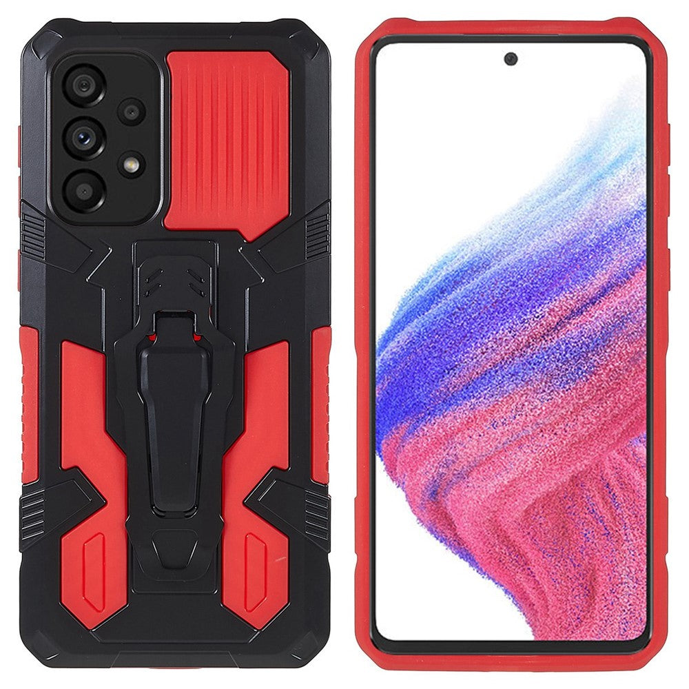 MechWarrior Project for Samsung Galaxy A53 5G Built-in Metal Sheet Hybrid Hard PC Soft TPU Anti-scratch Case with Back Clip Kickstand
