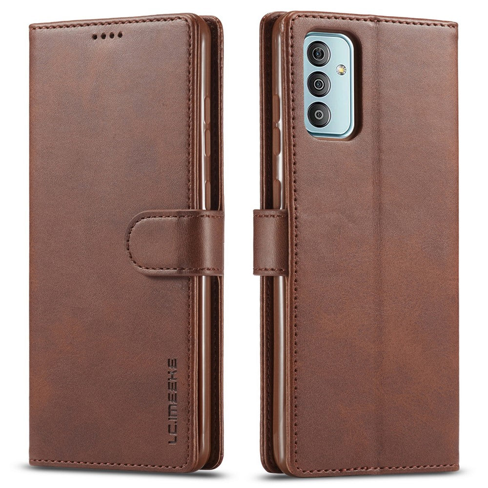 LC.IMEEKE For Samsung Galaxy M23 5G/F23 5G Textured PU Leather Magnetic Clasp Phone Case with Wallet Stand