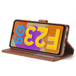 LC.IMEEKE For Samsung Galaxy M23 5G/F23 5G Textured PU Leather Magnetic Clasp Phone Case with Wallet Stand