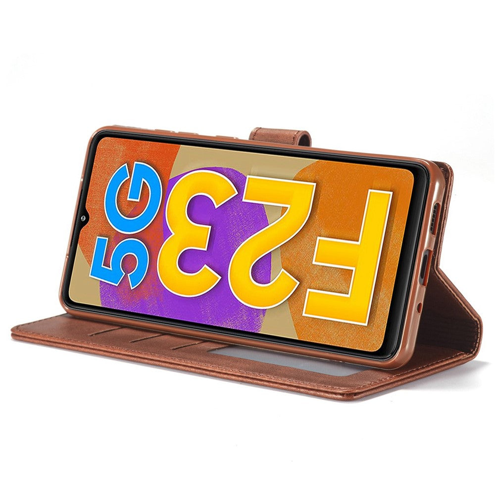 LC.IMEEKE For Samsung Galaxy M23 5G/F23 5G Textured PU Leather Magnetic Clasp Phone Case with Wallet Stand