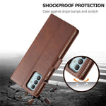 LC.IMEEKE For Samsung Galaxy M23 5G/F23 5G Textured PU Leather Magnetic Clasp Phone Case with Wallet Stand
