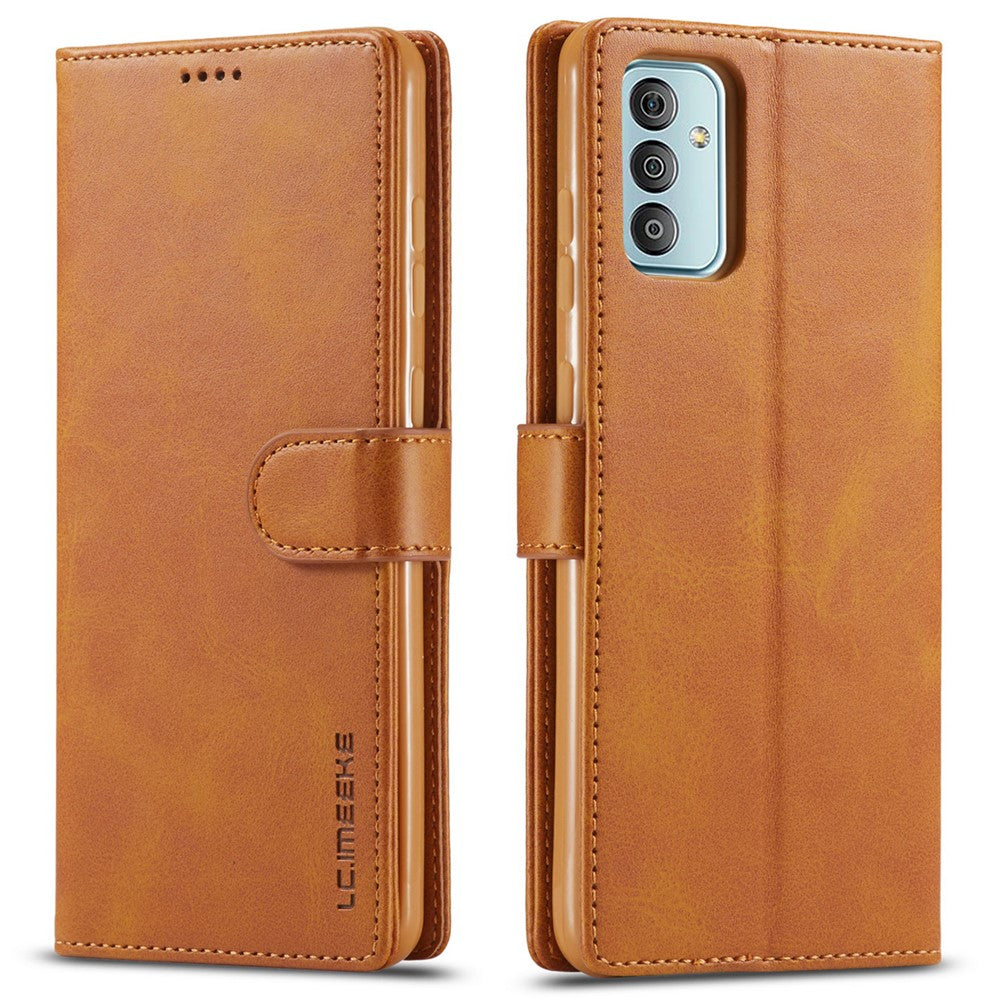 LC.IMEEKE For Samsung Galaxy M23 5G/F23 5G Textured PU Leather Magnetic Clasp Phone Case with Wallet Stand
