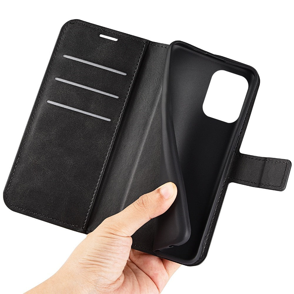 For Samsung Galaxy M33 5G (Global Version) Magnetic Clasp Textured PU Leather Stand Phone Case Wallet Folio Flip Cover