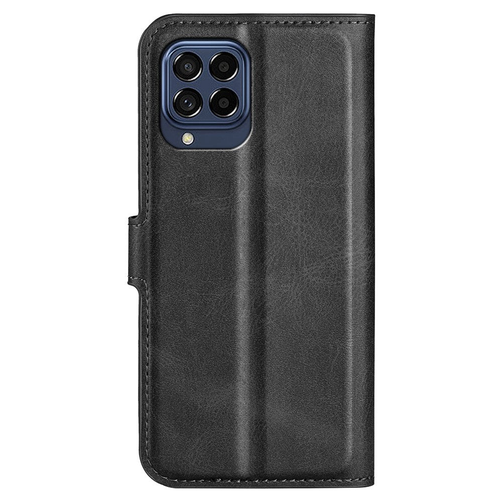 For Samsung Galaxy M33 5G (Global Version) Magnetic Clasp Textured PU Leather Stand Phone Case Wallet Folio Flip Cover
