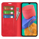 For Samsung Galaxy M33 5G (Global Version) Skin-touch Feeling PU Leather Auto Closure Magnetic Phone Case with Wallet Stand