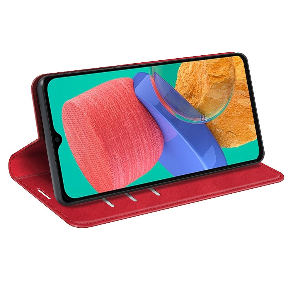 For Samsung Galaxy M33 5G (Global Version) Skin-touch Feeling PU Leather Auto Closure Magnetic Phone Case with Wallet Stand