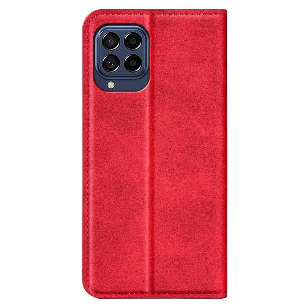 For Samsung Galaxy M33 5G (Global Version) Skin-touch Feeling PU Leather Auto Closure Magnetic Phone Case with Wallet Stand