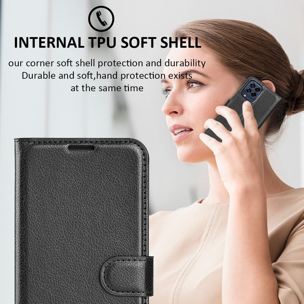 For Samsung Galaxy M33 5G (Global Version) Litchi Texture Leather Case Shockproof Stand Wallet Phone Protective Cover