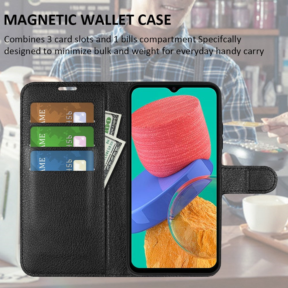 For Samsung Galaxy M33 5G (Global Version) Litchi Texture Leather Case Shockproof Stand Wallet Phone Protective Cover