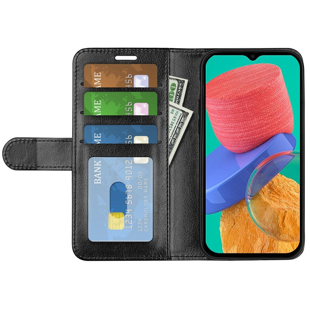 For Samsung Galaxy M33 5G (Global Version) Crazy Horse Texture Folio Flip Leather Phone Case Wallet Stand Cover