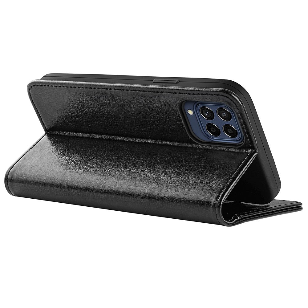For Samsung Galaxy M33 5G (Global Version) Crazy Horse Texture Folio Flip Leather Phone Case Wallet Stand Cover