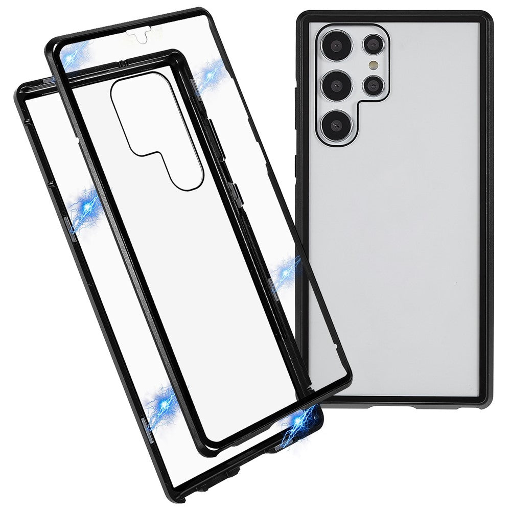 For Samsung Galaxy S22 Ultra 5G Full Body Case Magnetic Tempered Glass Double-Sided Phone Case