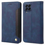 For Samsung Galaxy M53 5G Splicing PU Leather Skin-touch Feeling Case Stand Magnetic Absorption Full Protection Flip Folio Wallet Cover