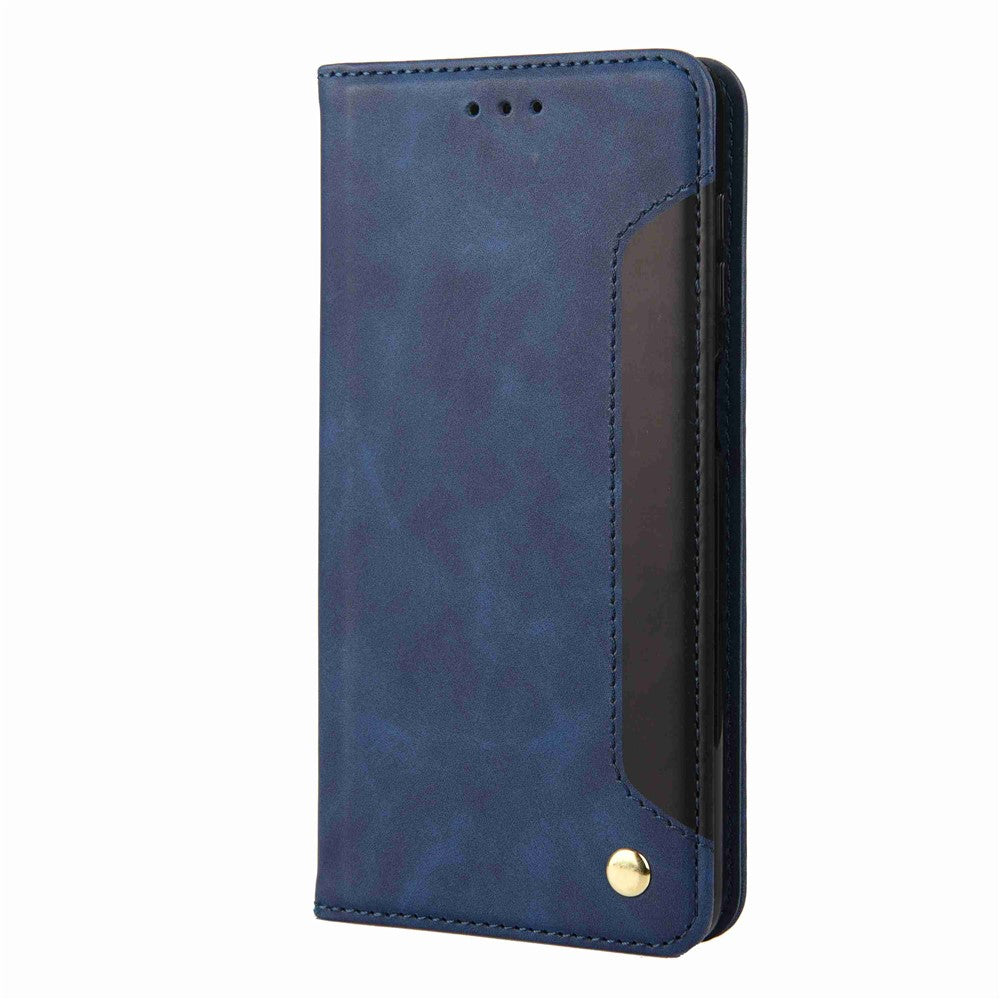 For Samsung Galaxy M53 5G Splicing PU Leather Skin-touch Feeling Case Stand Magnetic Absorption Full Protection Flip Folio Wallet Cover