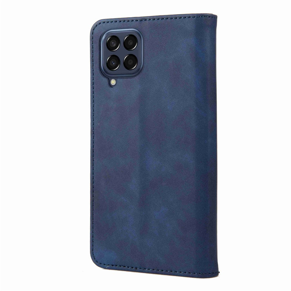 For Samsung Galaxy M53 5G Splicing PU Leather Skin-touch Feeling Case Stand Magnetic Absorption Full Protection Flip Folio Wallet Cover