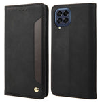 For Samsung Galaxy M53 5G Splicing PU Leather Skin-touch Feeling Case Stand Magnetic Absorption Full Protection Flip Folio Wallet Cover