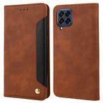 For Samsung Galaxy M53 5G Splicing PU Leather Skin-touch Feeling Case Stand Magnetic Absorption Full Protection Flip Folio Wallet Cover