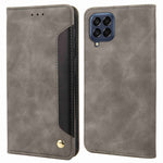 For Samsung Galaxy M53 5G Splicing PU Leather Skin-touch Feeling Case Stand Magnetic Absorption Full Protection Flip Folio Wallet Cover